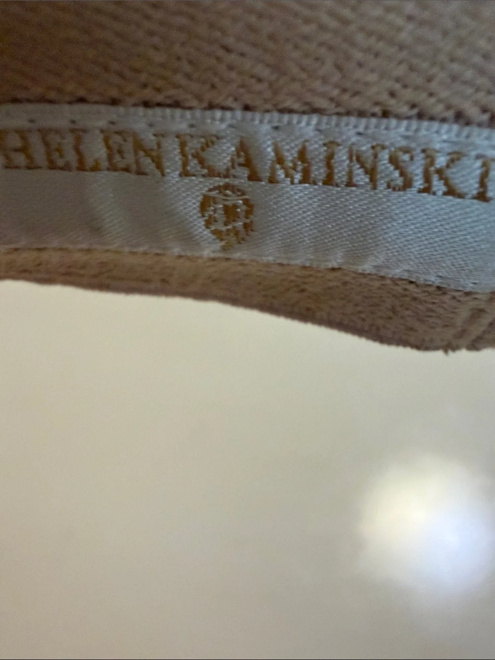 Helen Kaminski Natural Straw Visor with Cream Brim and Black Logo